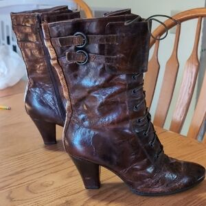 Born Rich Brown Leather Lace-Up Boots